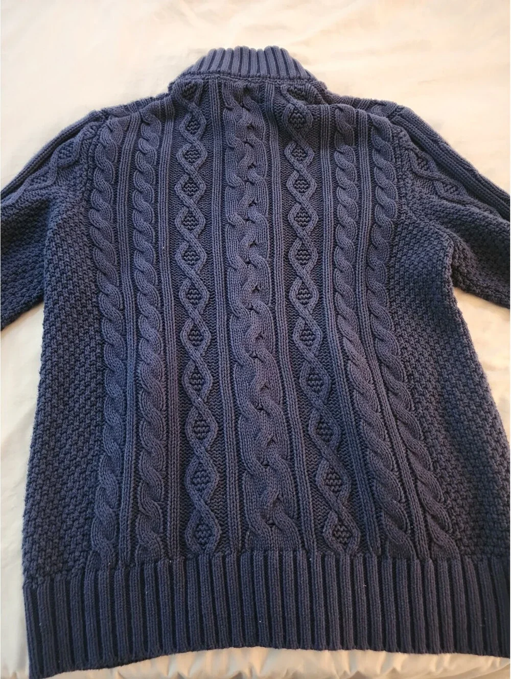 Banana Republic Men's XL Navy Blue Cable Knit  Cotton Blend Button Up Sweater